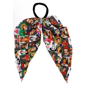 Frida Kahlo Collage Chiffon Bow Hair Tie‎ - Long Ribbon Elastic Hair Band NWT